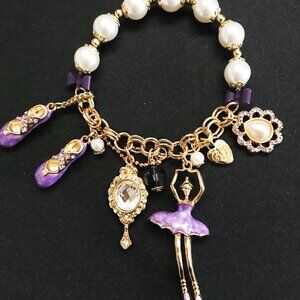 Betsey Johnson Ballet Dancer Bead Pendant Bracelet